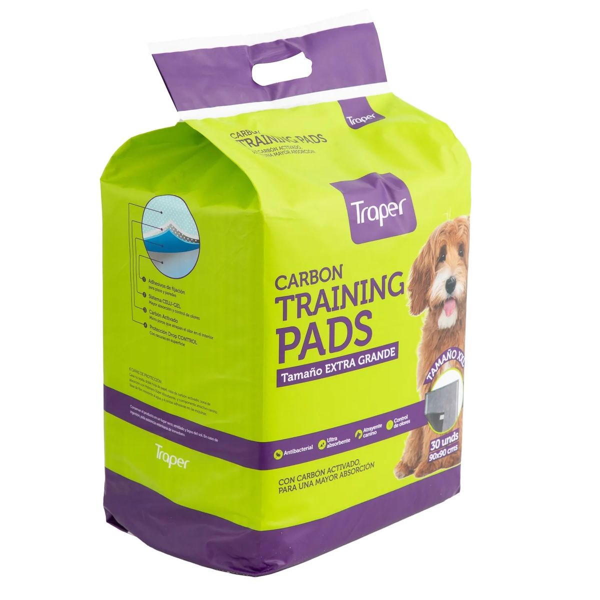 TRAPER - Sabanillas de Entrenamiento con Carbón activado 90x90cm 30u