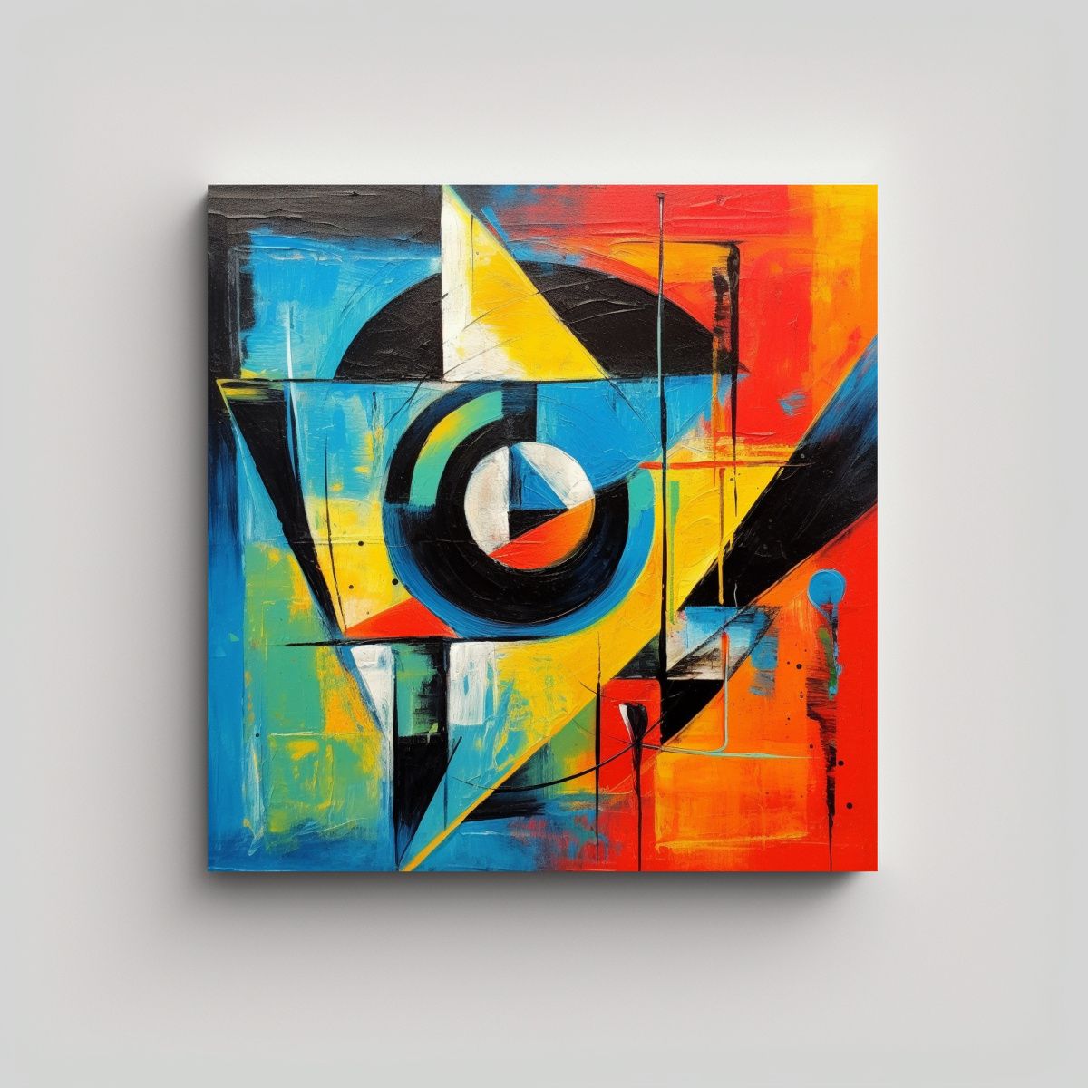 GENERICO - Cuadro Abstracto Geométrico Estilo Adida Samraj 80x80 Cm