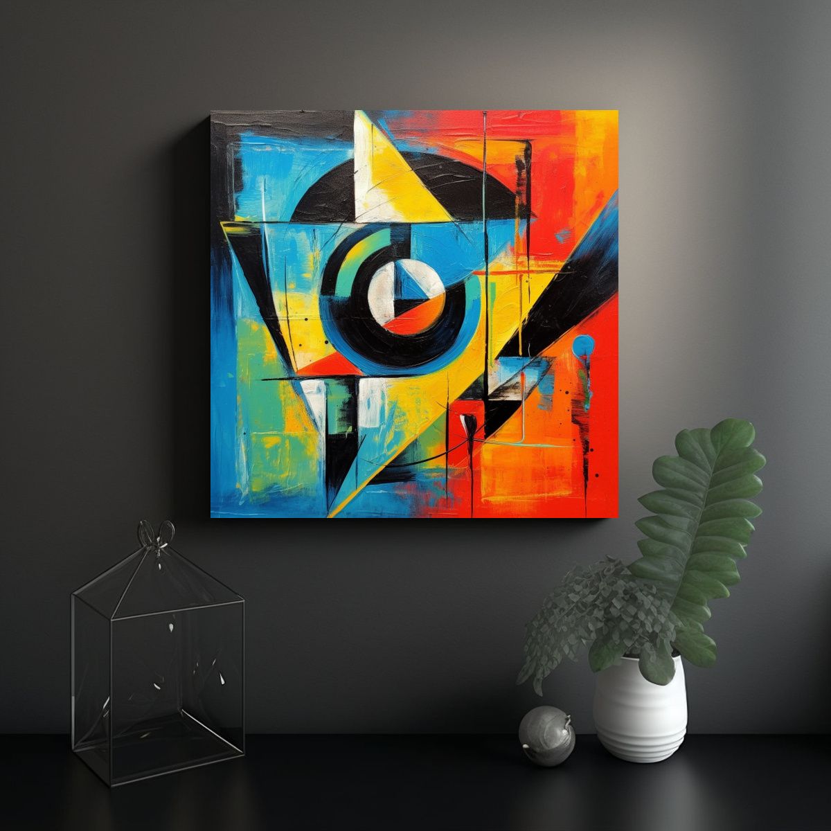 GENERICO - Cuadro Abstracto Geométrico Estilo Adida Samraj 80x80 Cm