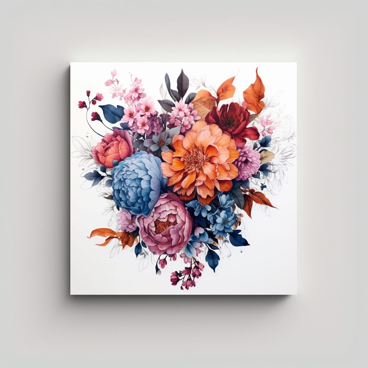 GENERICO - Cuadro Decorativo Con Estampado Floral En Tela 70x70 Cm.