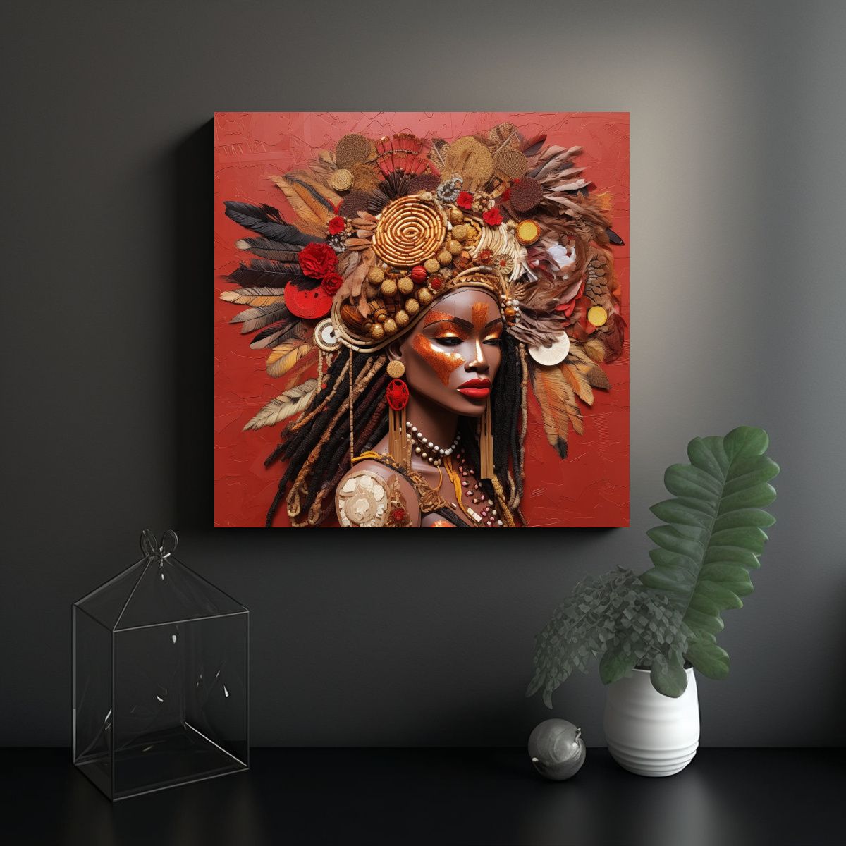 GENERICO - Pintura Africana Movida Para Sala Arte Vibrante 80x80 Cm