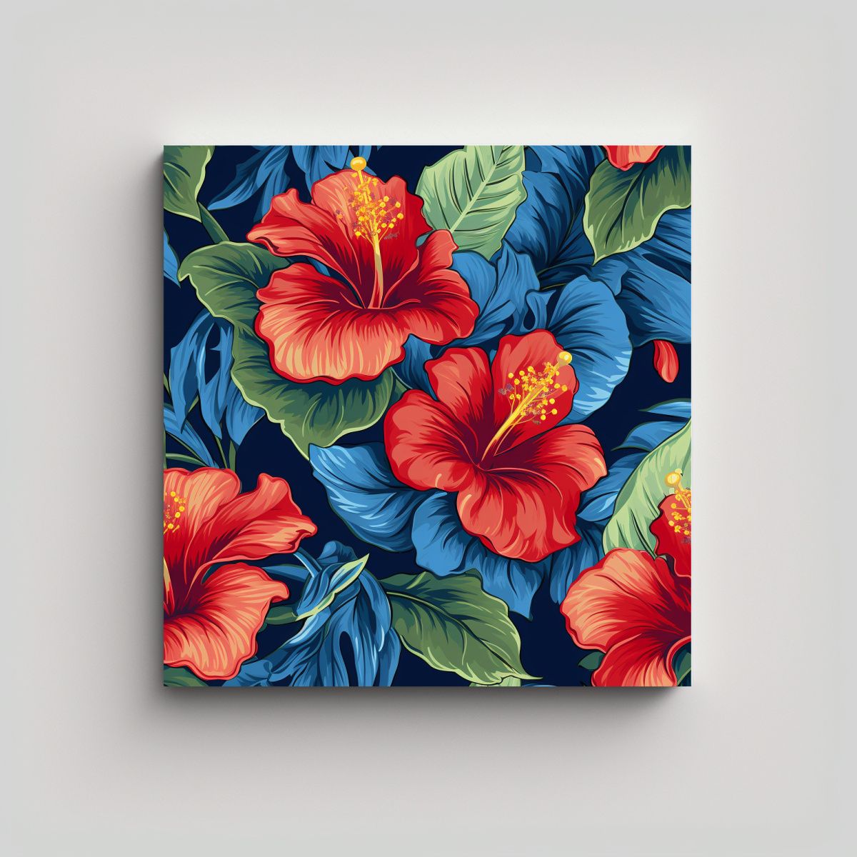 GENERICO - Cuadro Decorativo Lienzo De Hibisco En Colores 70x70 Cm.