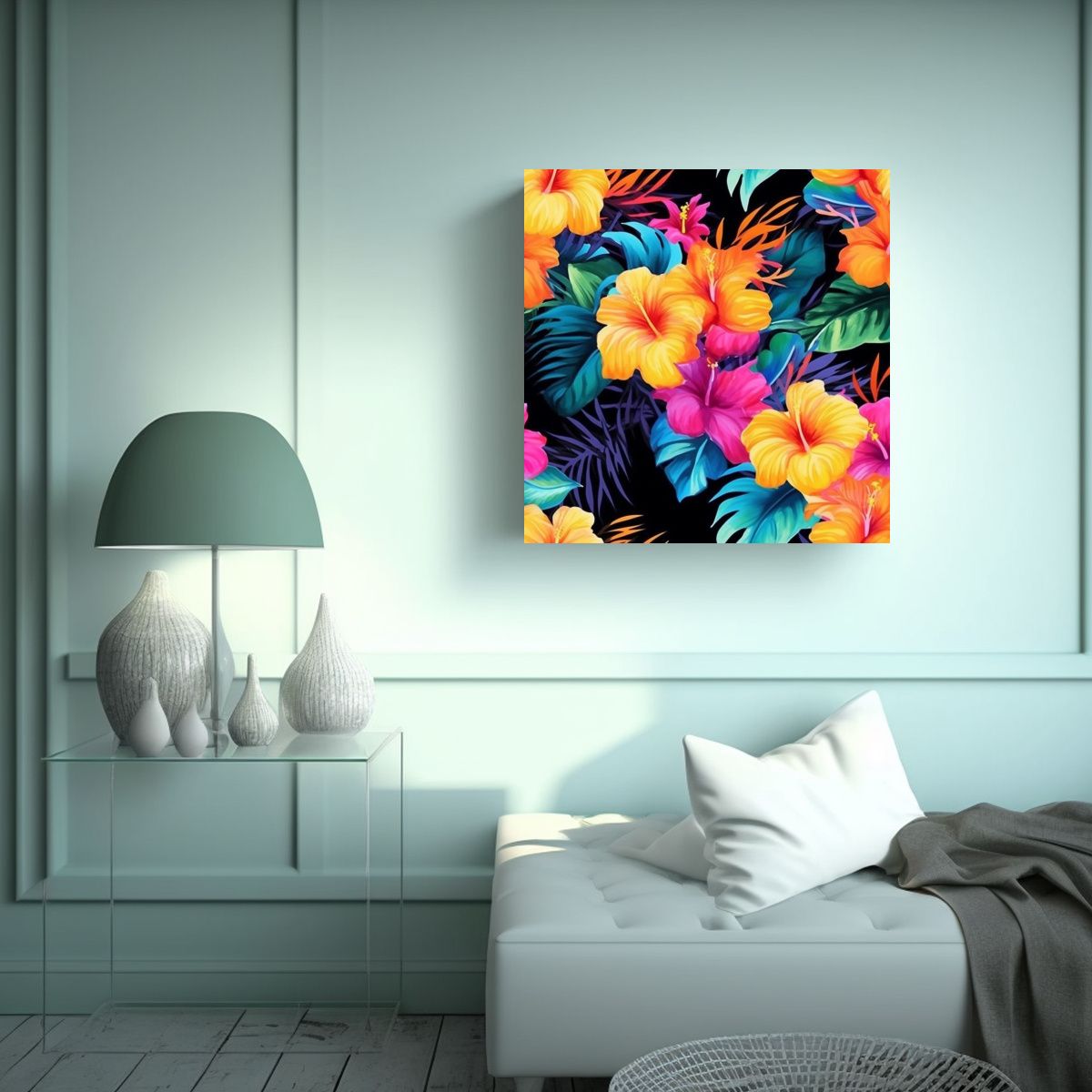 GENERICO - Decoración Exuberante Tela En Bastidor Con 90x90 Cm