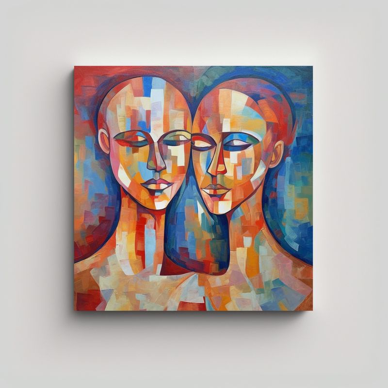 GENERICO - Cuadro Abstracto Hombre Y Mujer Unidos Xeno 90x90 Cm