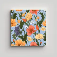 GENERICO - Lienzo Decorativo De Flores Vistas En Simetría 90x90 Cm.