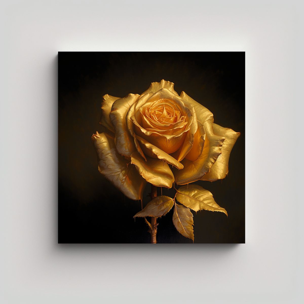 GENERICO - Cuadro Decorativo De Rosa Dorada Con Finas 90x90 Cm