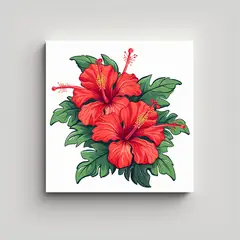 GENERICO - Ilustración Vectorial De Flores De Hibisco 70x70 Cm