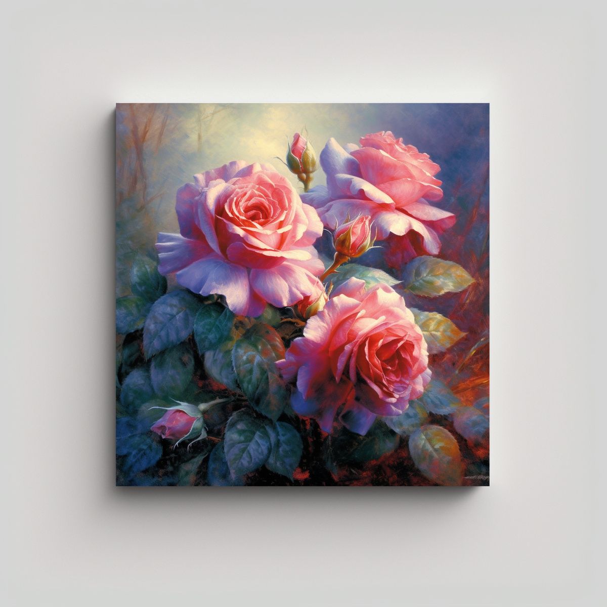 GENERICO - Composición De Rosas Rojas Moradas Y Azules En 80x80 Cm