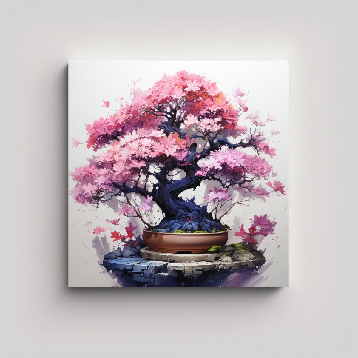 GENERICO - Cuadro Obra Maestra Bonsái En Colores Rosa Y 80x80 Cm