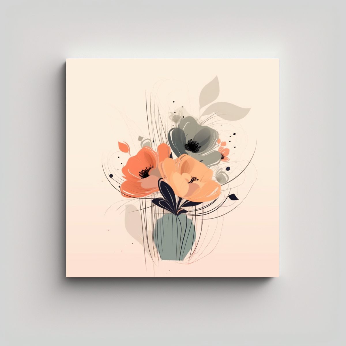 GENERICO - Imagen Abstracta Moderna De Ramo Floral En 70x70 Cm