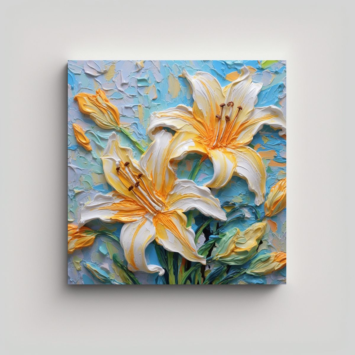 GENERICO - Composición Cuadro Intensidad Lirios Coloridos 80x80 Cm