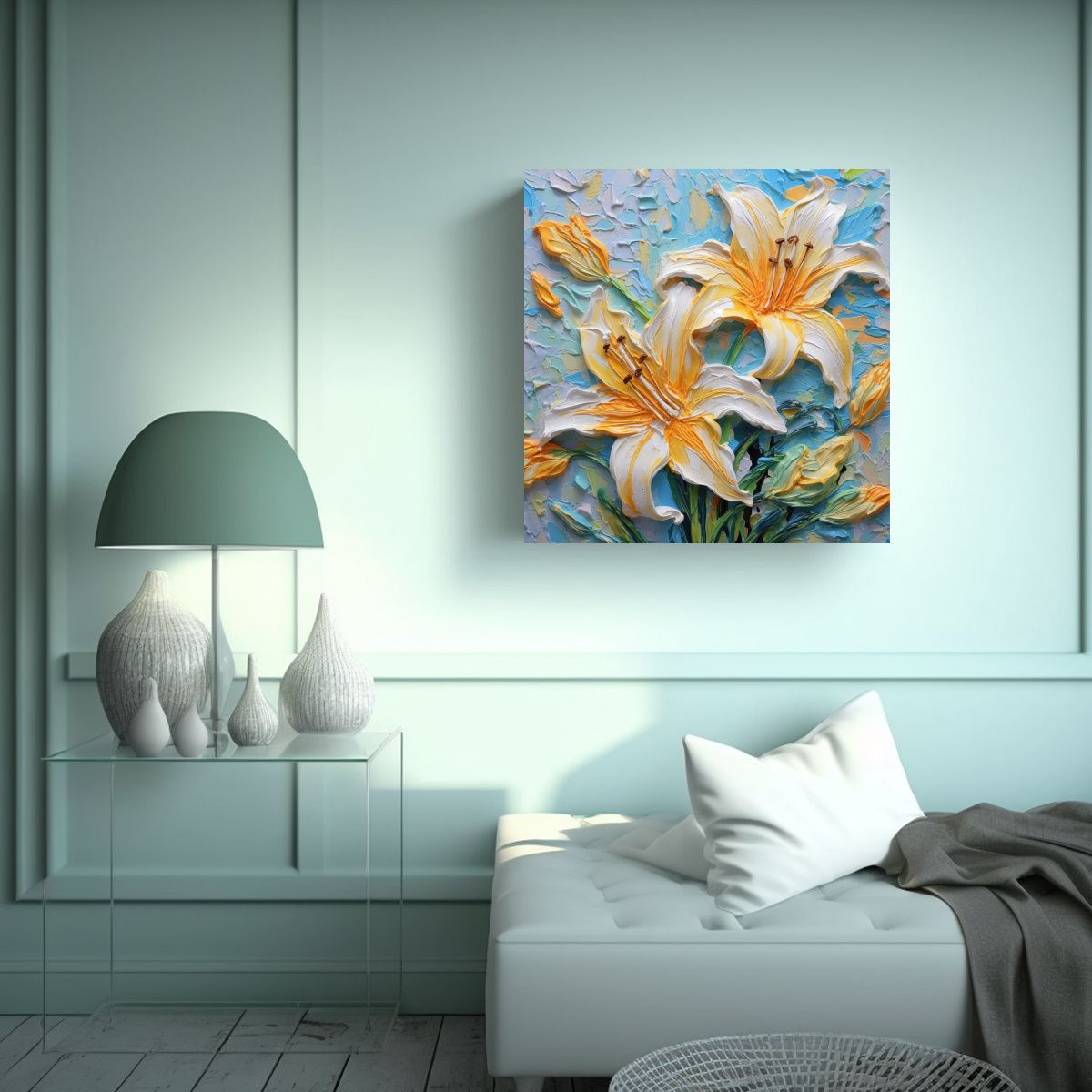 GENERICO - Composición Cuadro Intensidad Lirios Coloridos 80x80 Cm