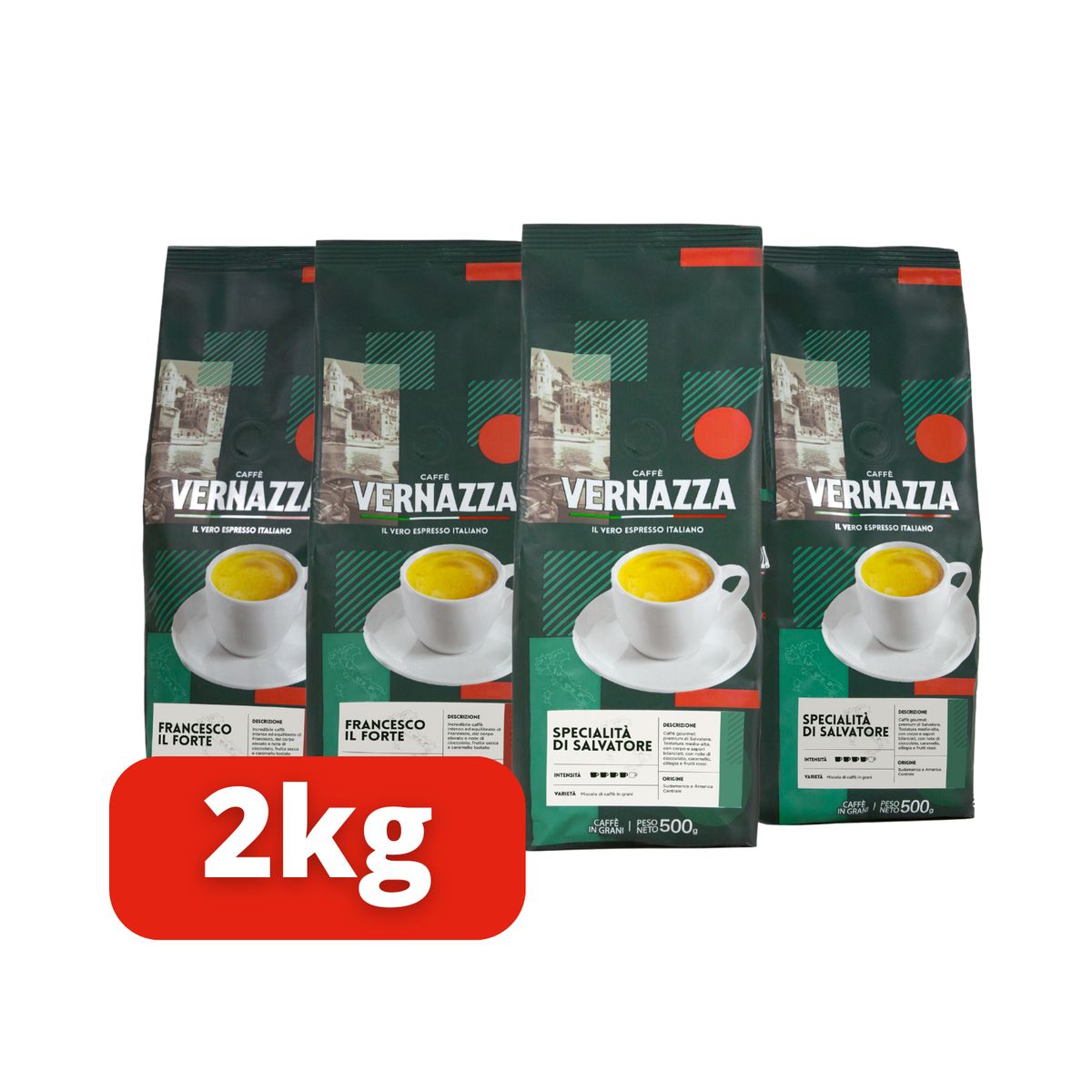 CAFFE VERNAZZA - x4 Mix Grano Caffè Vernazza - 2 kilos