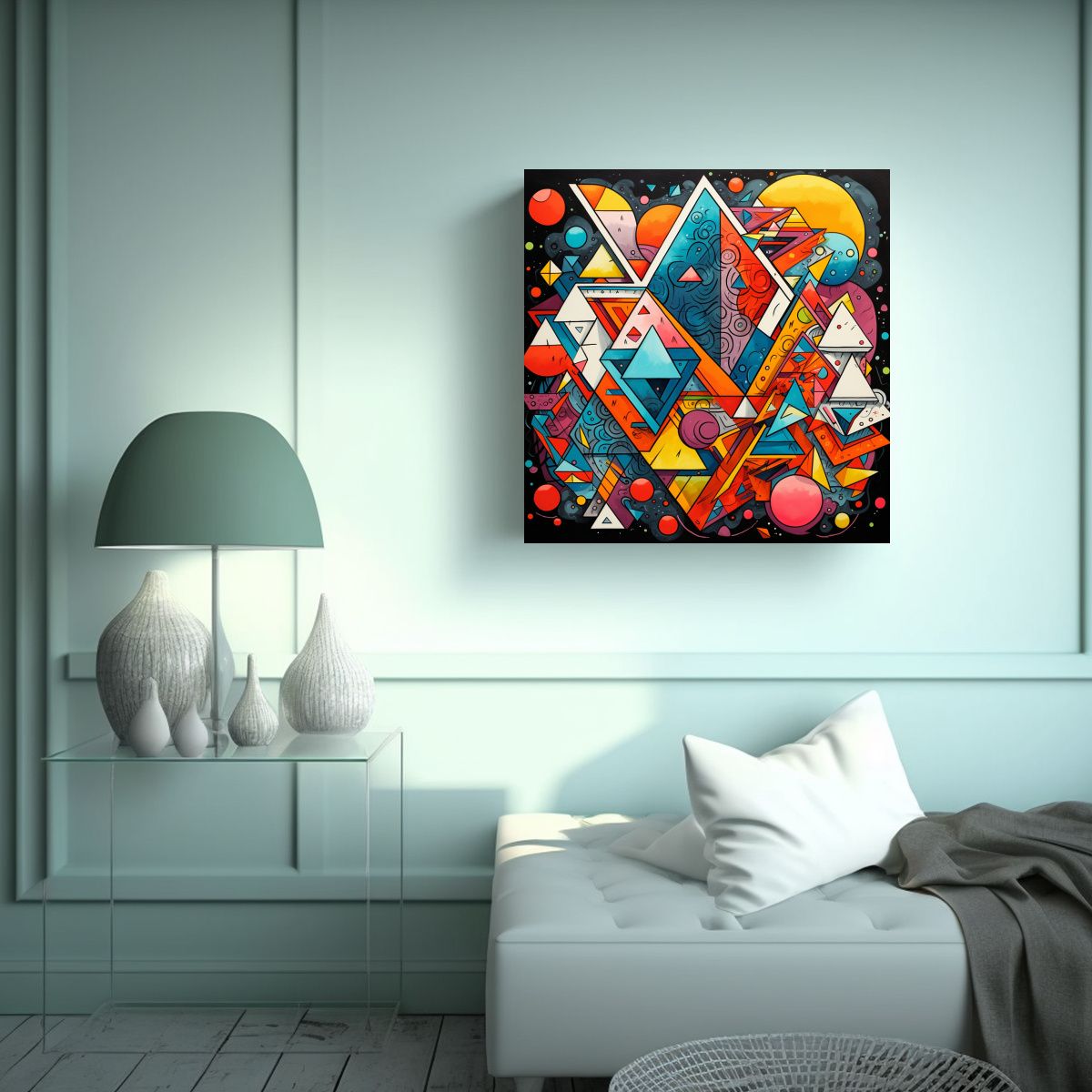 GENERICO - Pintura Decorativa Con Formas Geométricas 70x70 Cm.