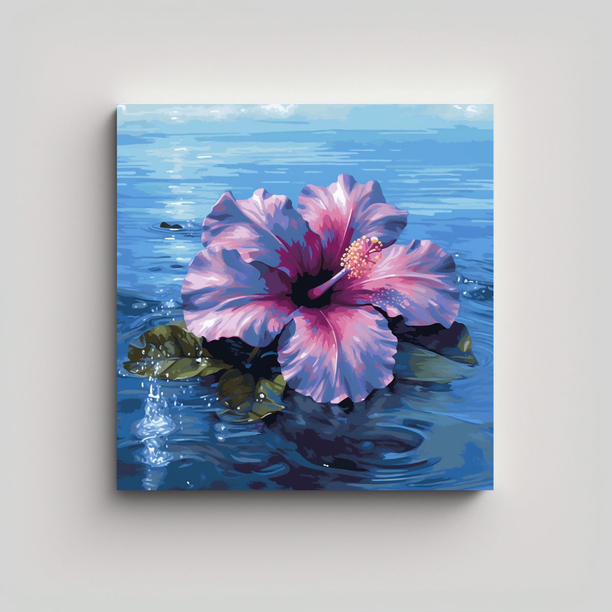 GENERICO - Cuadro Decorativo De Hibisco Azul En Agua 90x90 Cm.