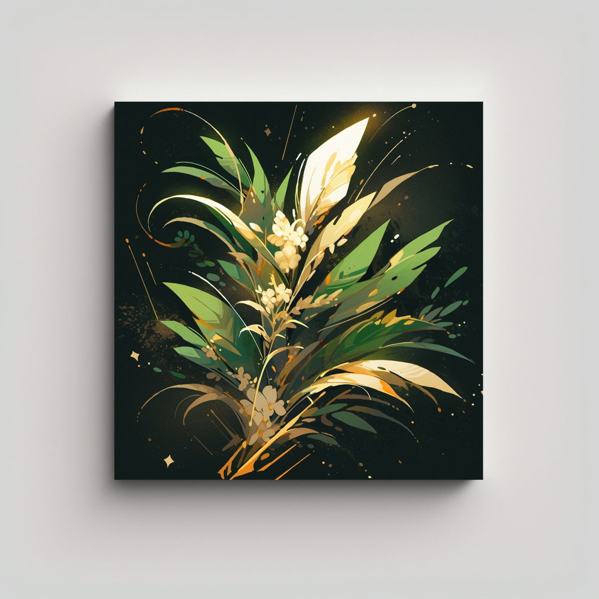 GENERICO - Cuadro Acuarela Green AND Gold Neonoir En Estilo 70x70 Cm