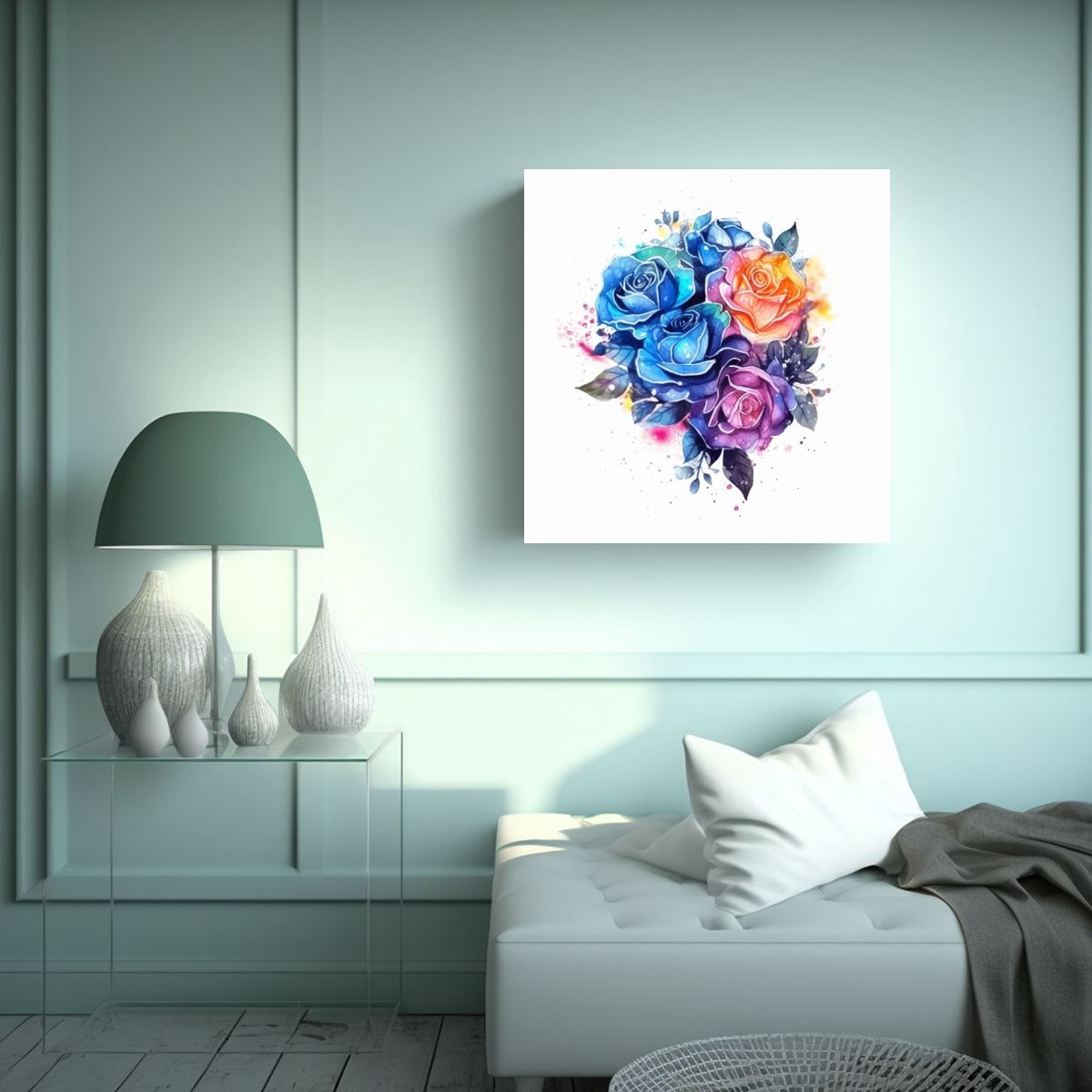 GENERICO - Canva De Rosas Cósmicas Luminosas En Perspectiva 70x70 Cm