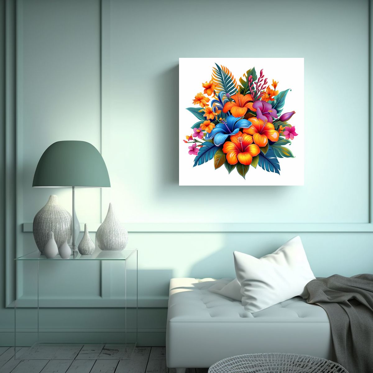 GENERICO - Cuadro Tropical Inspirador Arte Digital De 70x70 Cm