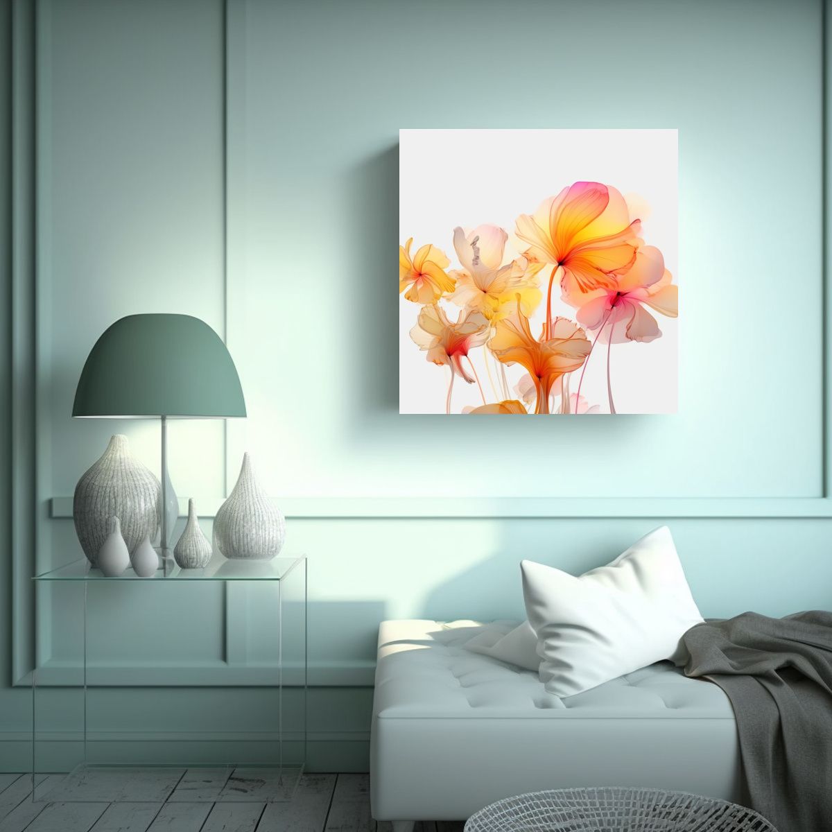 GENERICO - Arte Abstracto De Flores Dibujo Y Composición 80x80 Cm