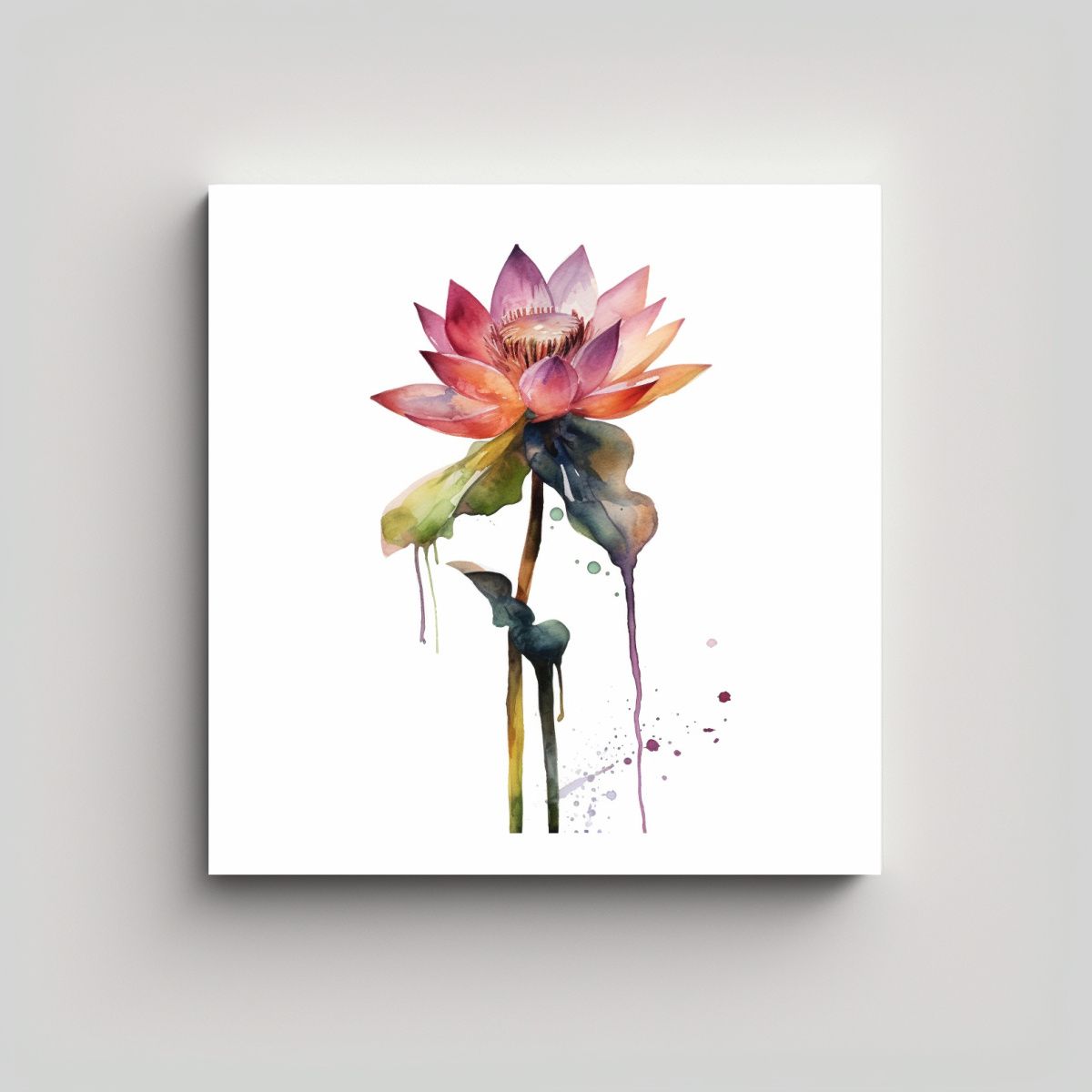 GENERICO - Arte Decorativo De Lirio Acuático En Acuarela 70x70 Cm