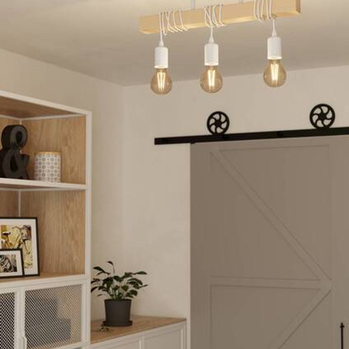 EGLO - Lámpara Techo Townshend acero madera blanco ajustable 3X60W Cód33166