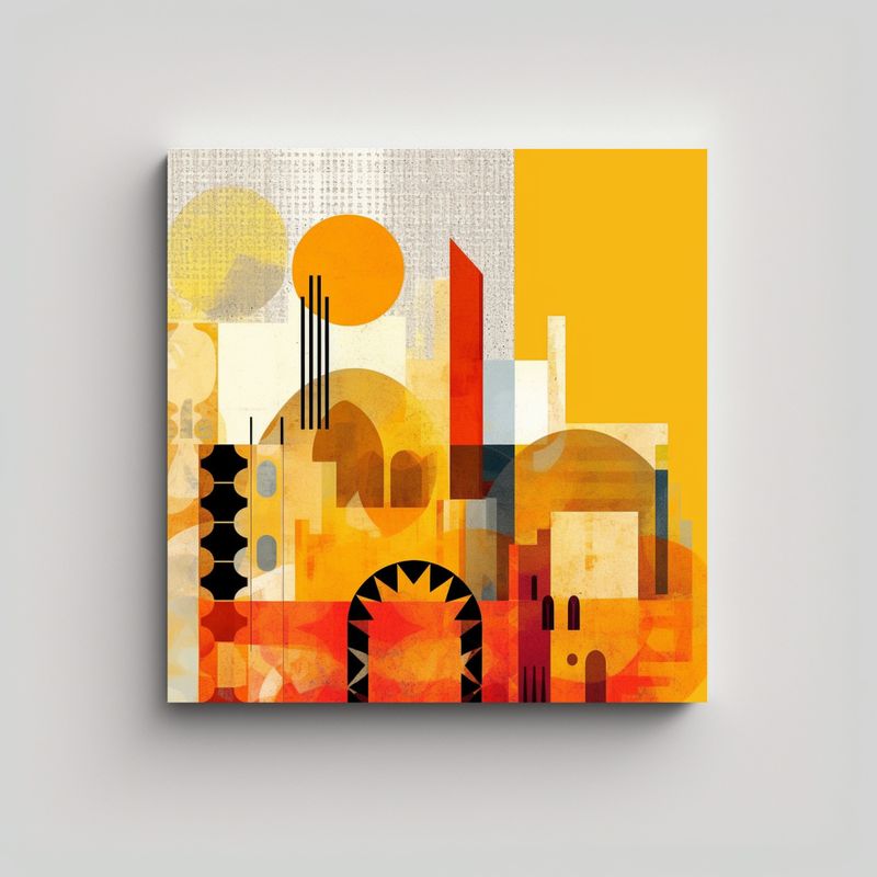 GENERICO - Cuadro Amarillo Inspirado En Marruecos Postal 70x70 Cm