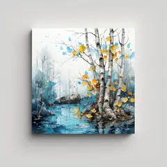 GENERICO - Pintura Abstracta De árbol De Abedul Negro Y 70x70 Cm