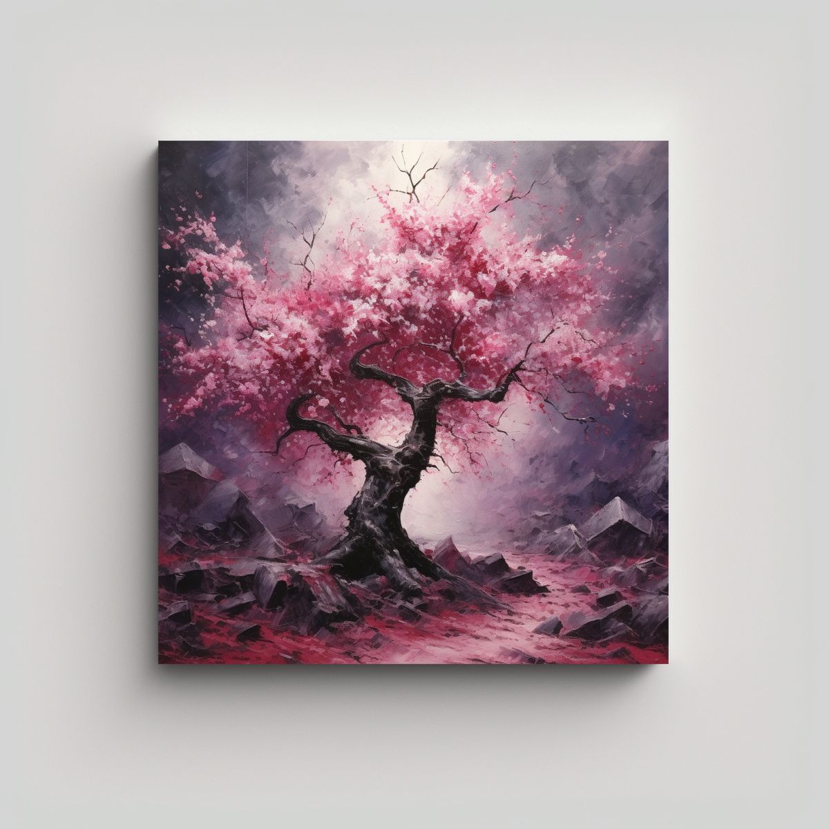 GENERICO - Cuadro Espectacular De Un Cerezo Pintura 90x90 Cm.