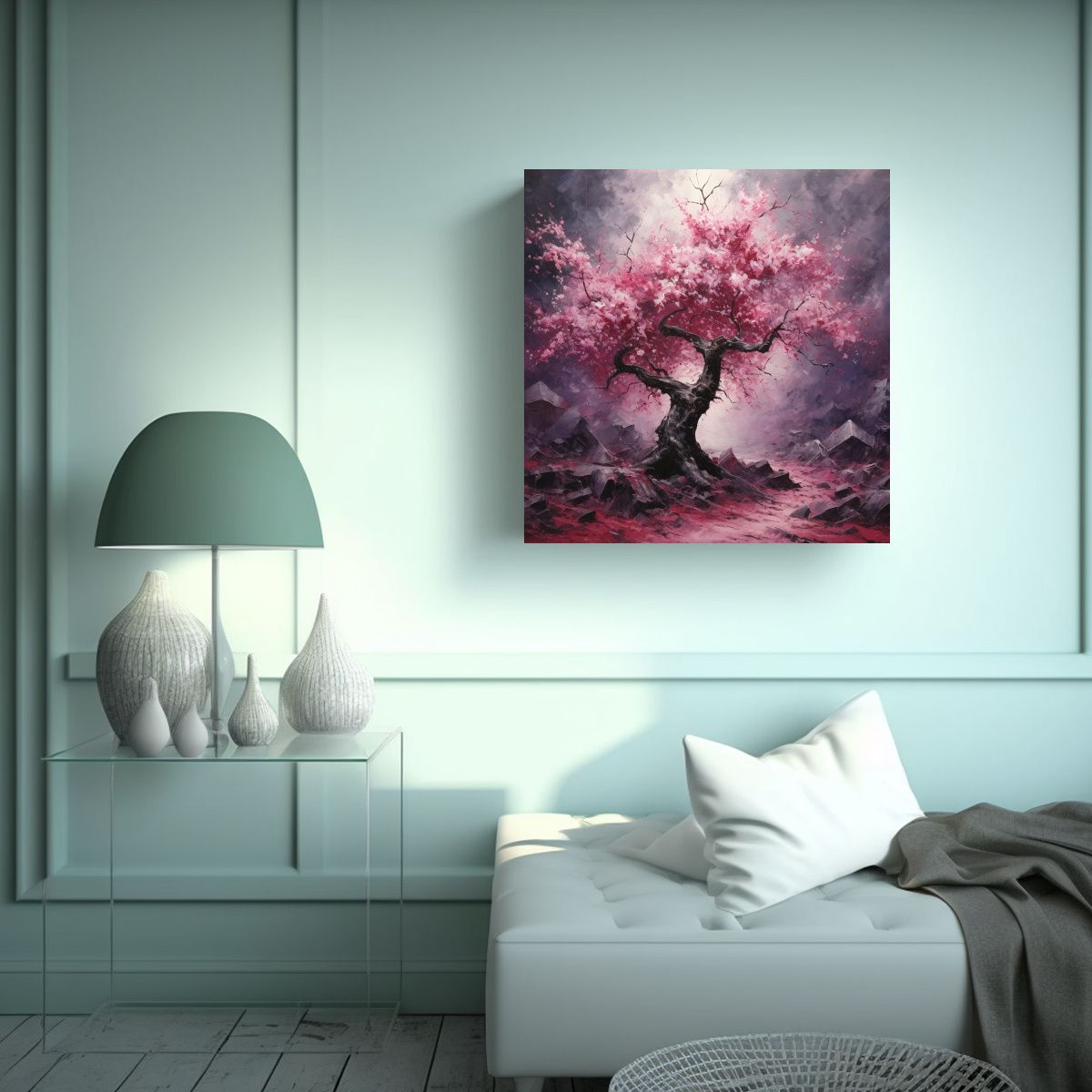 GENERICO - Cuadro Espectacular De Un Cerezo Pintura 90x90 Cm.