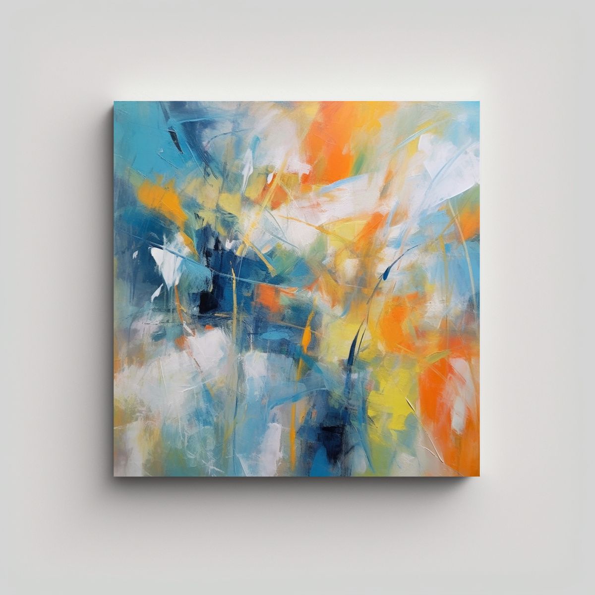 GENERICO - Pintura Al óleo Abstracta Armonía Cromática 80x80 Cm