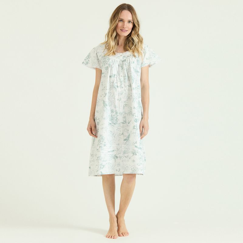 BARBIZON - Camisa de Dormir Tradicional Maria Blanco Flor