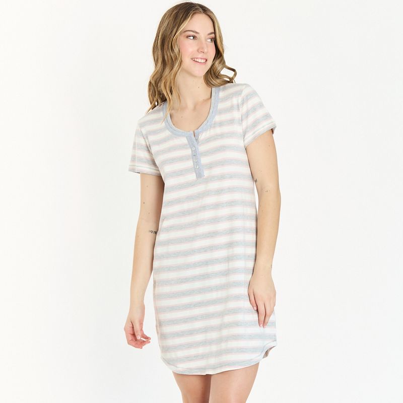 BARBIZON - Camisa de Dormir New Rayas Gris