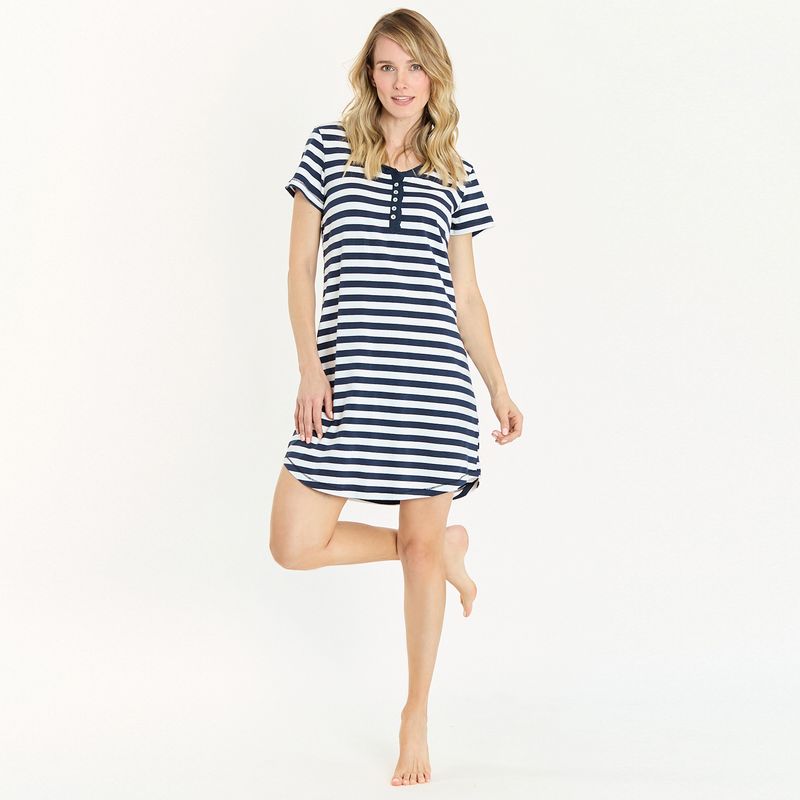 BARBIZON - Camisa de Dormir New Rayas Azul