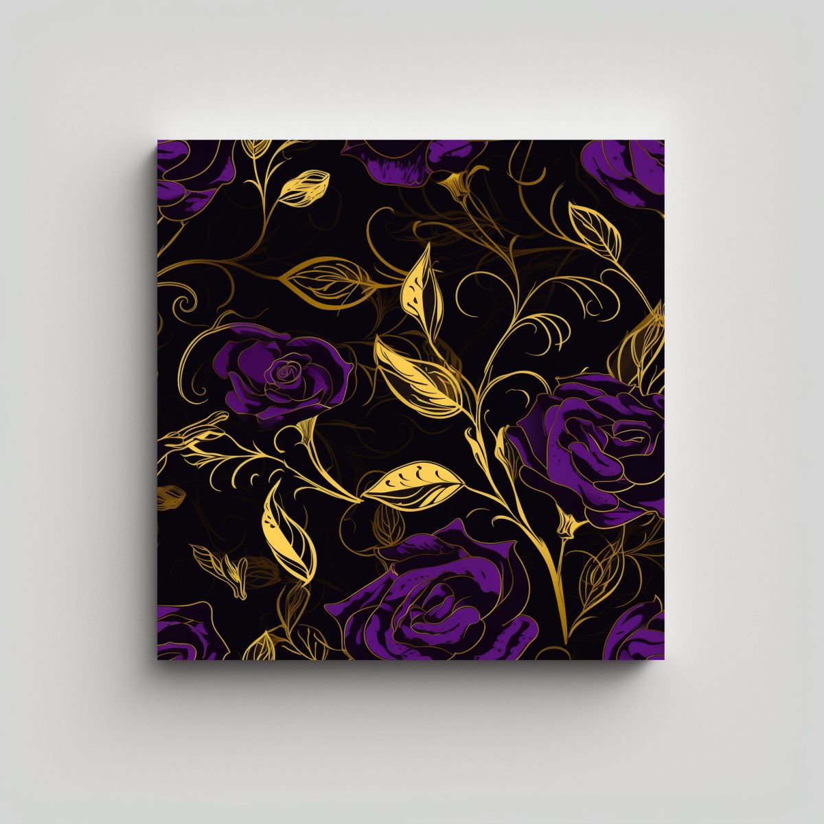 GENERICO - Patrón Enigmático De Rosa Negra Y Amarilla En 80x80 Cm