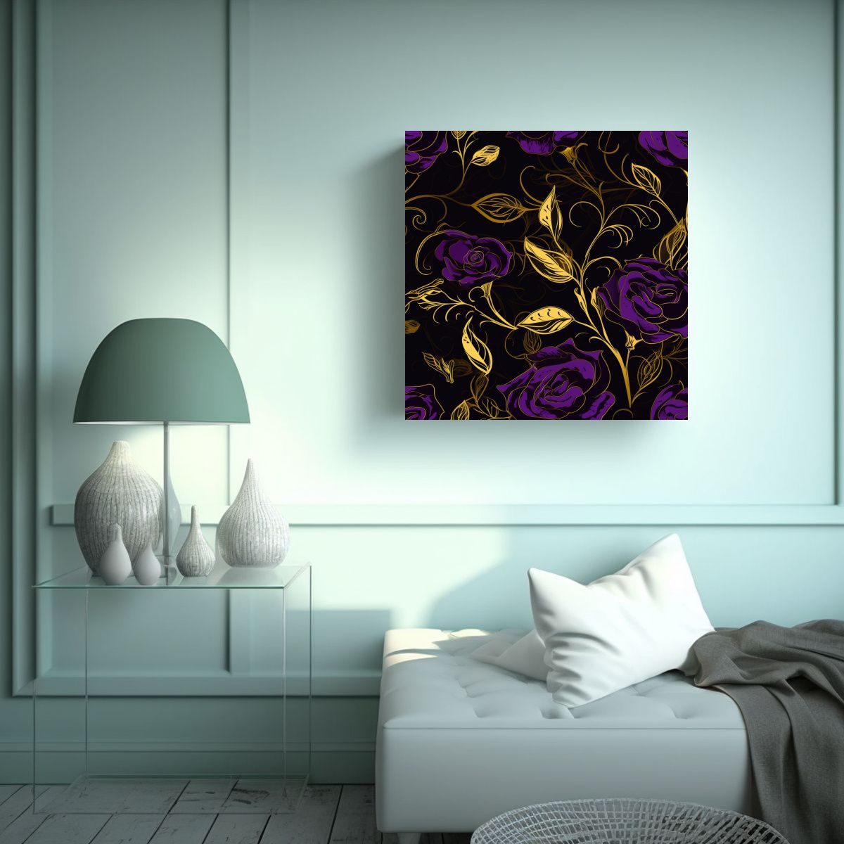 GENERICO - Patrón Enigmático De Rosa Negra Y Amarilla En 80x80 Cm