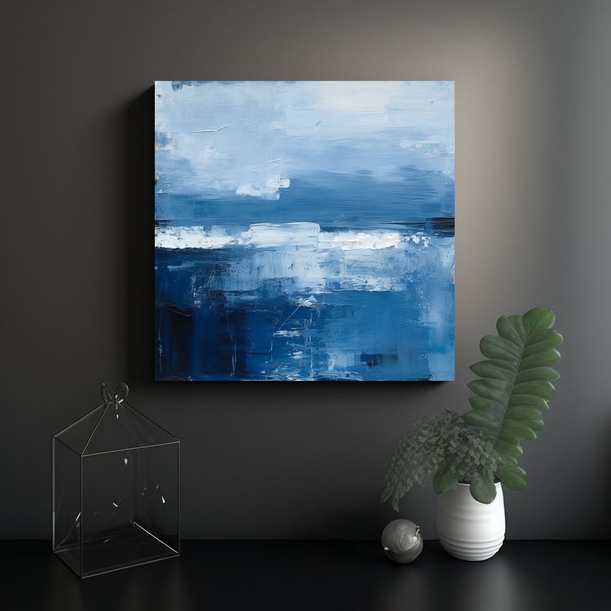 GENERICO - Pinturas Azules Estilo Abstracto Por Scott Evans 90x90 Cm