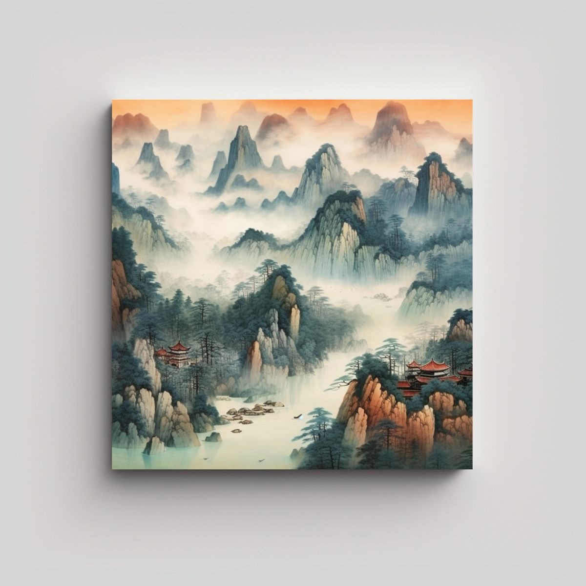 GENERICO - Paisajes Surrealistas De Montañas Y Ríos En 70x70 Cm