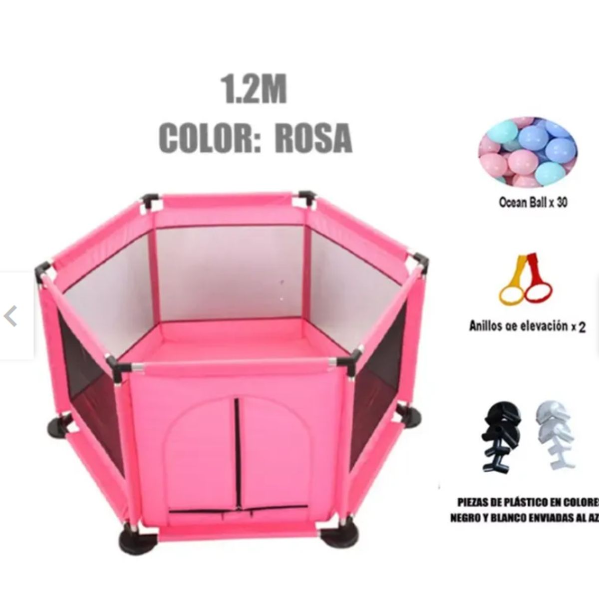 GENERICO - Corral De Seguridad Hexagonal Rosa + Pelotas