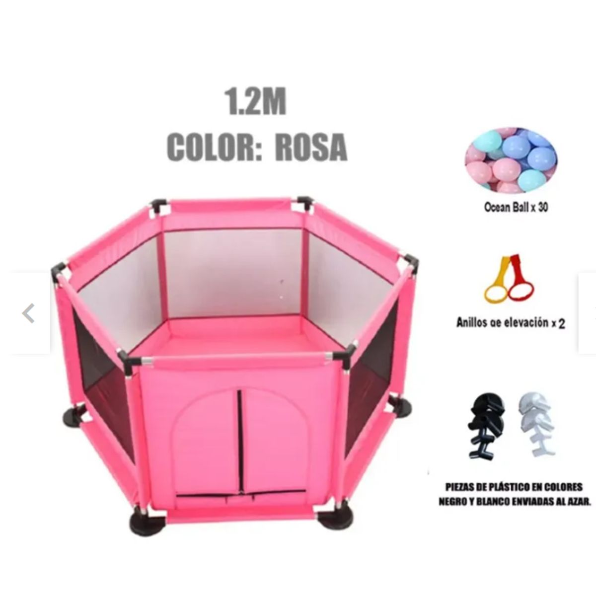 GENERICO - Corral De Seguridad Hexagonal Rosa + Pelotas