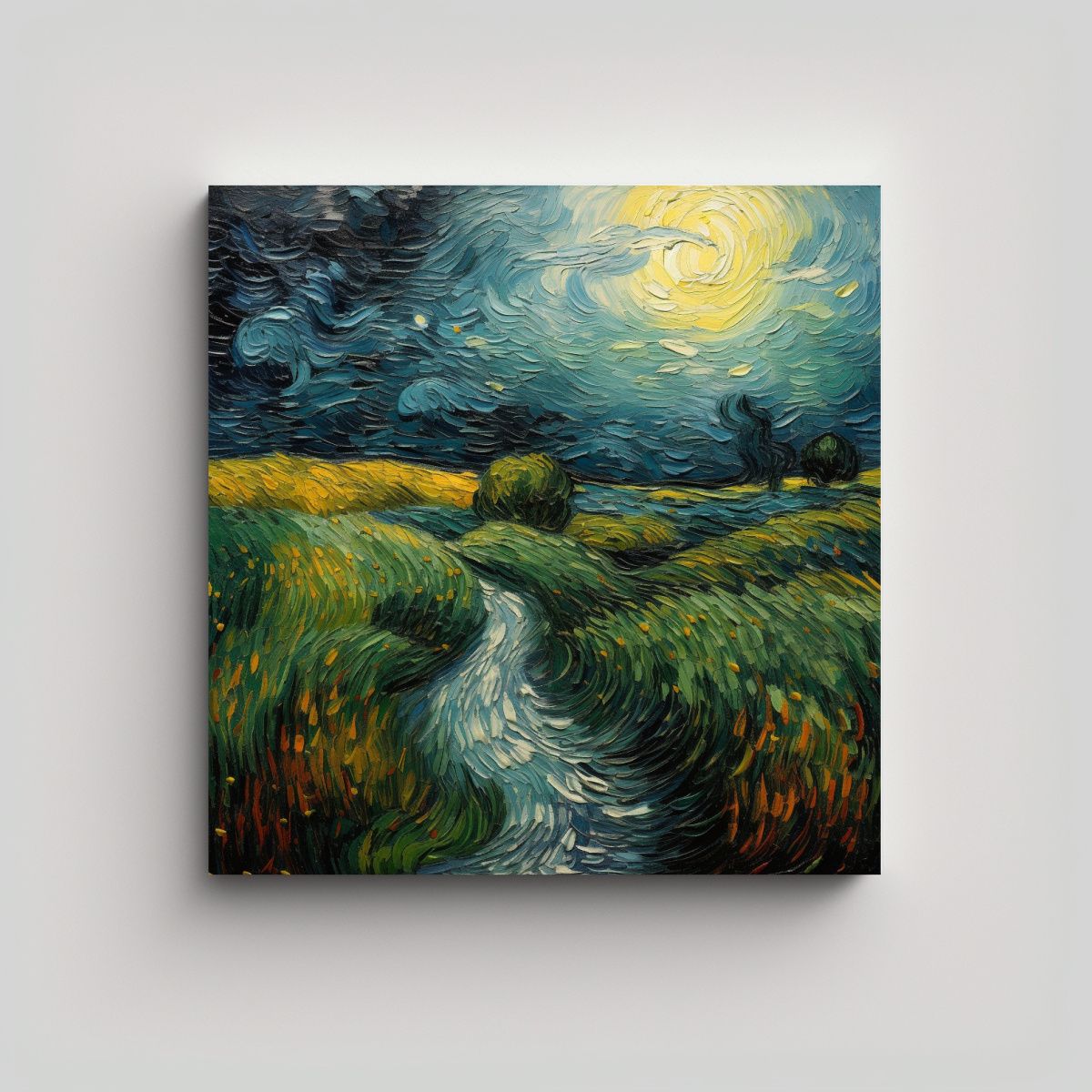 GENERICO - Paisaje Al Estilo De Van Gogh Para Decorar 70x70 Cm.
