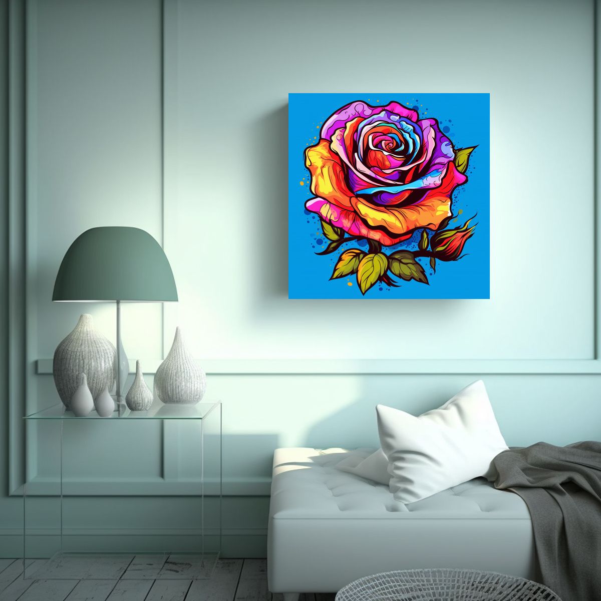 GENERICO - Cuadro Artístico Pop Art Rosa Vibrante En Canva 80x80 Cm