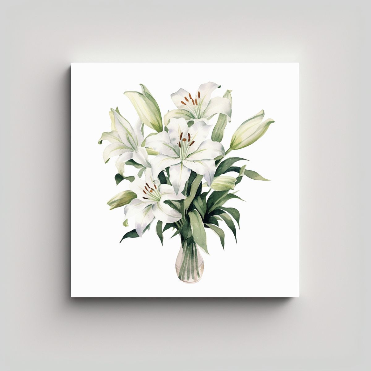 GENERICO - Bastidor Tela Belleza Acuarela Lirios Blancos 90x90 Cm