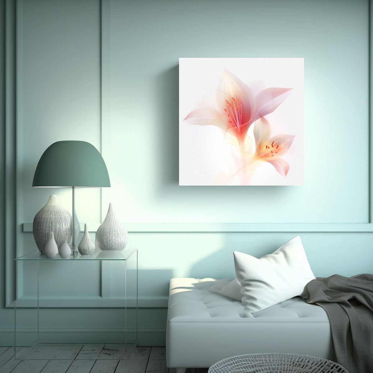 GENERICO - Conceptual Abstracto Lily Flor Vector Rojo Claro 80x80 Cm.