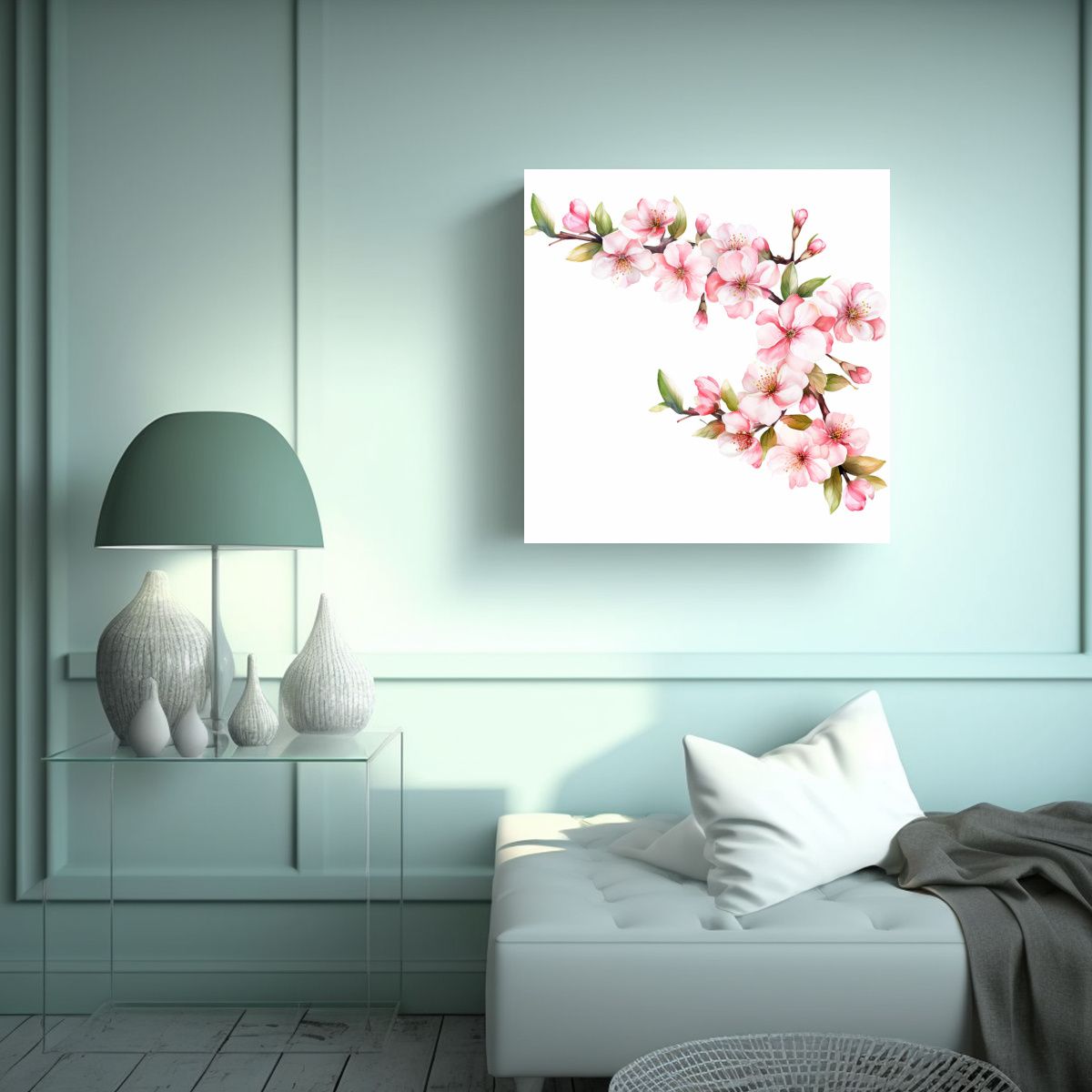 GENERICO - Cuadro Urbano Inspirador Con Flores De Cerezo En 80x80 Cm