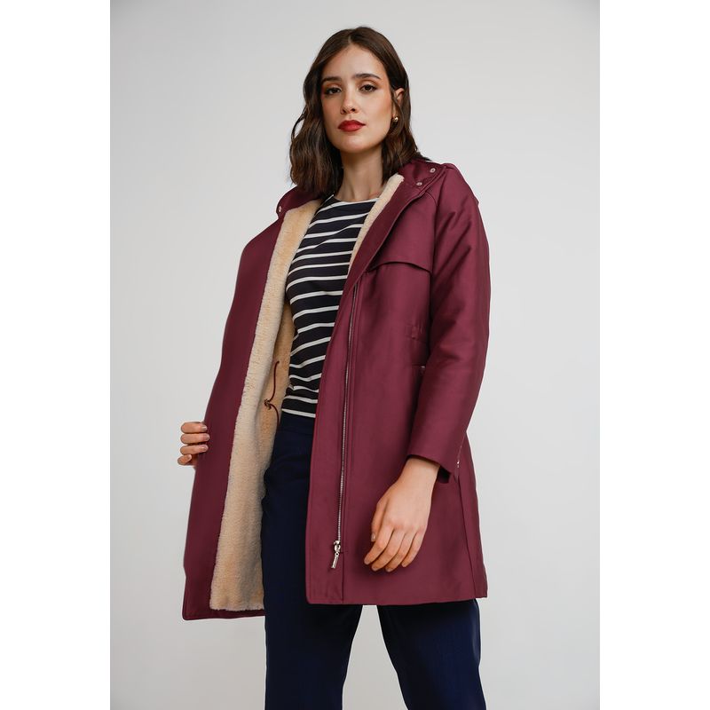 CANADIENNE - Parka Gruesa Mujer Poliéster Burdeo Canadienne
