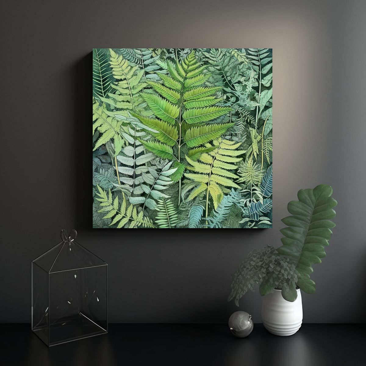 GENERICO - Cuadro De Pteridium Aquilinum Con Colores 70x70 Cm