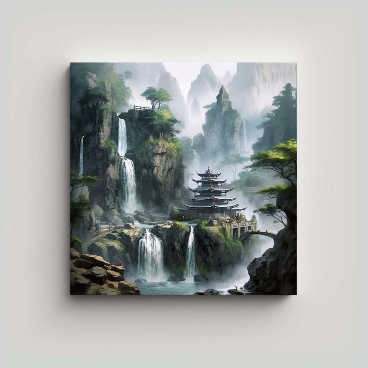 GENERICO - Pintura Paisaje Cascada Para Decoración De 80x80 Cm