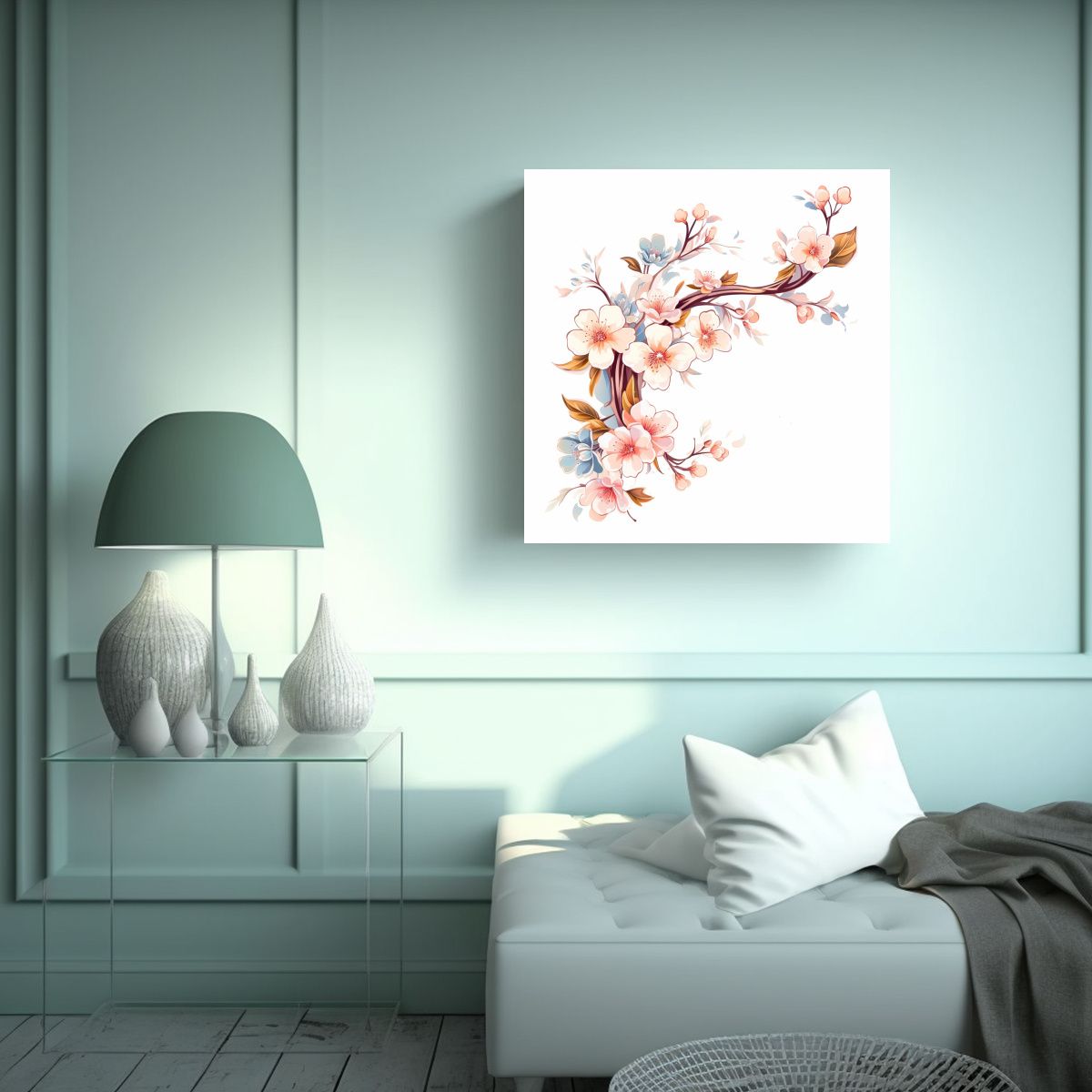 GENERICO - Lujoso Diseño Urbano Croft Con Rama En Flor 90x90 Cm