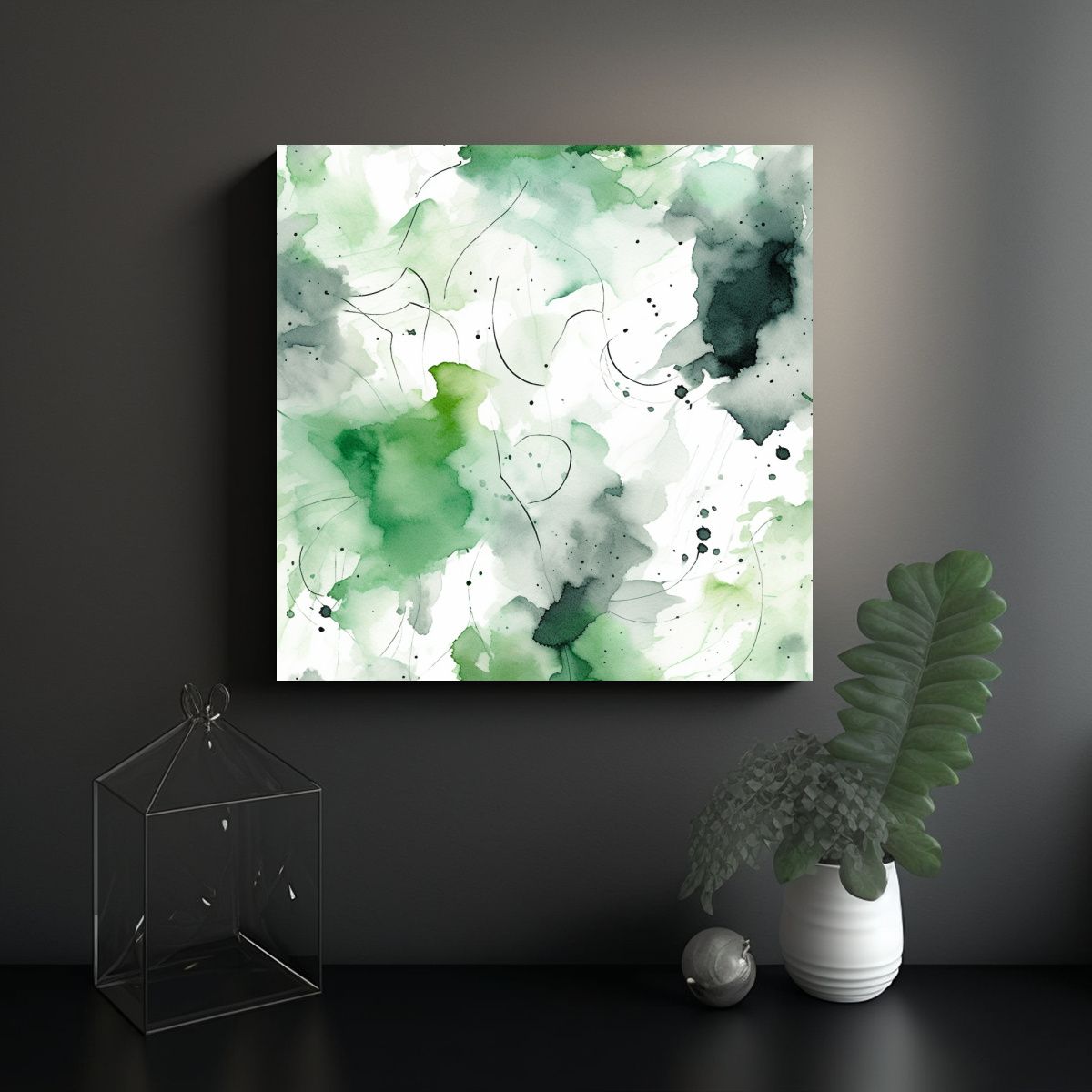 GENERICO - Pinturas Naturaleza Viva En Tinta Agua Gris Verde 70x70 Cm