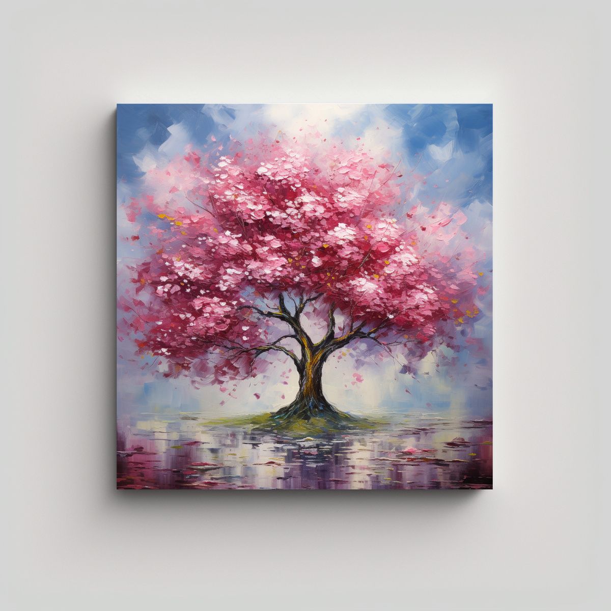 GENERICO - Cuadro Abstracto De Cerezo Intensidad Alta - Alta 80x80 Cm